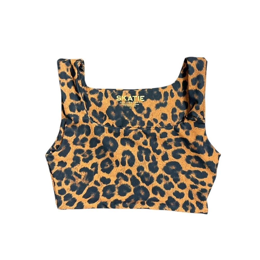 Skatie x Rocky Barnes Women's XS Leopard Bikini Swim Scoop Top NWT